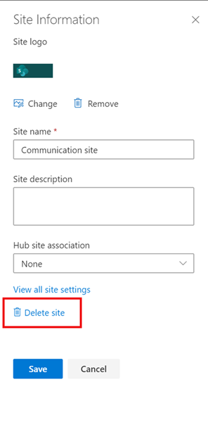 Delete SharePoint site