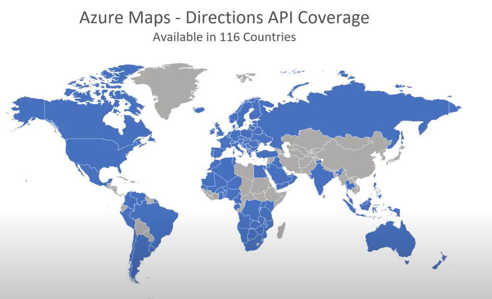 Azure Maps Direction APIs Coverage