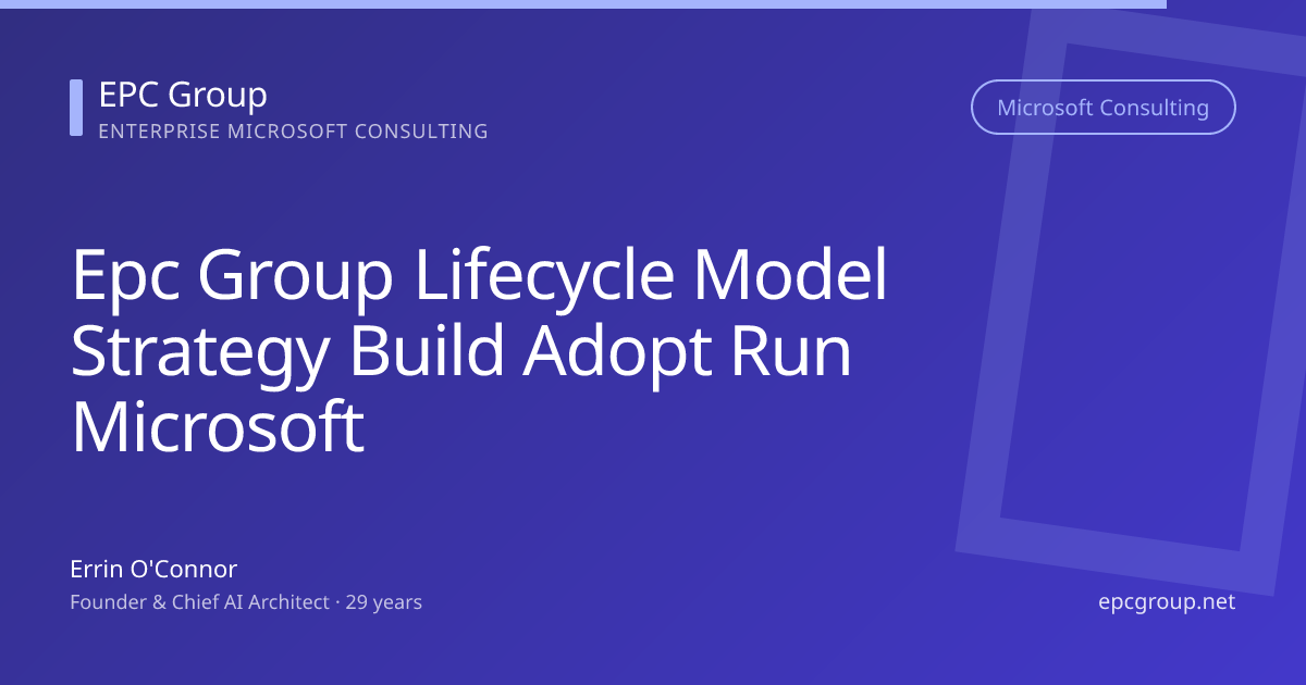 EPC Group Lifecycle Model: Strategy → Build → Adopt → Run for Microsoft Estates - EPC Group enterprise consulting