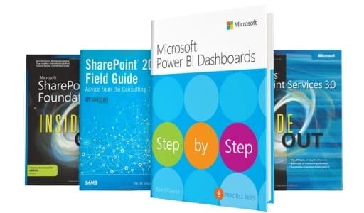 Errin O'Connor's four Microsoft Press bestselling books — Microsoft Power BI Dashboards Step by Step, plus three SharePoint and Azure titles