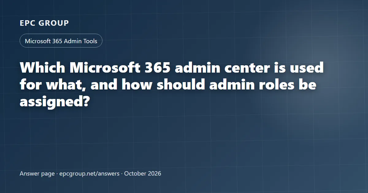 Which Microsoft 365 admin center is used for what, and how should admin roles be assigned? - EPC Group enterprise consulting
