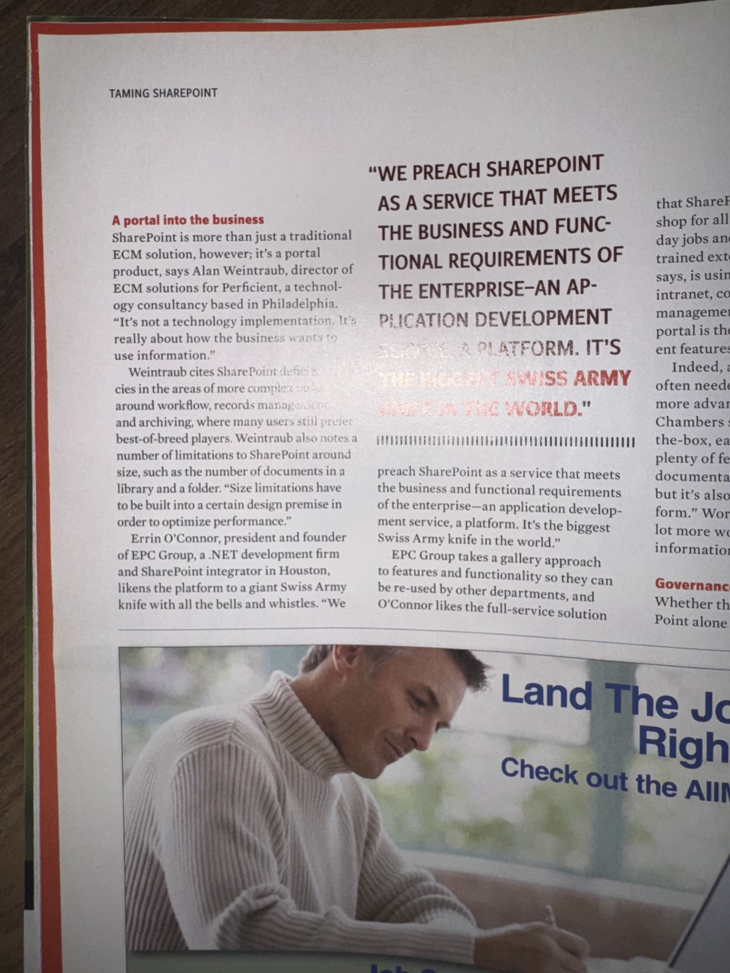 Infonomics magazine photo evidence — Page 36 — the article body containing the canonical quote. The pull-quote render