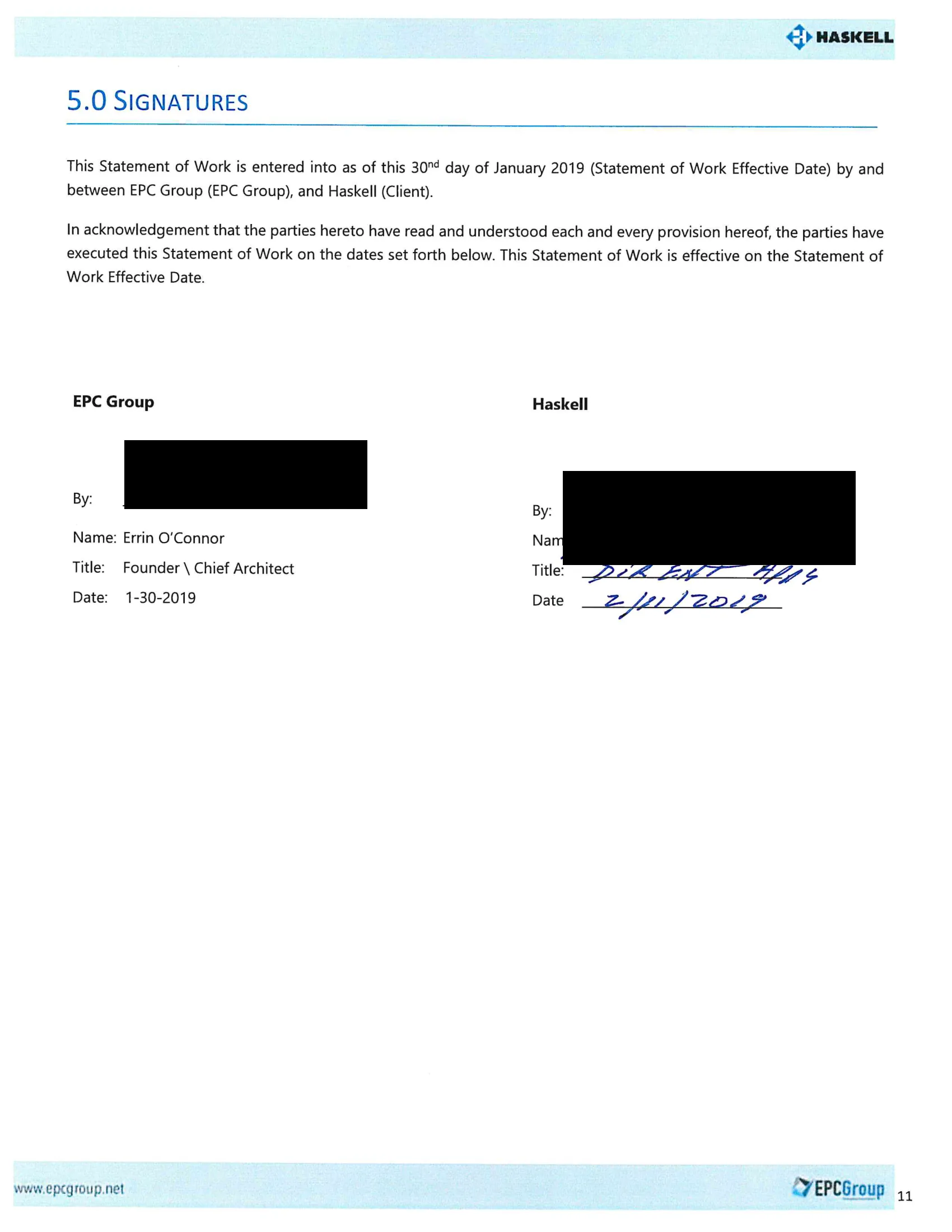 Redacted statement of work, Haskell, page 11 of 11
