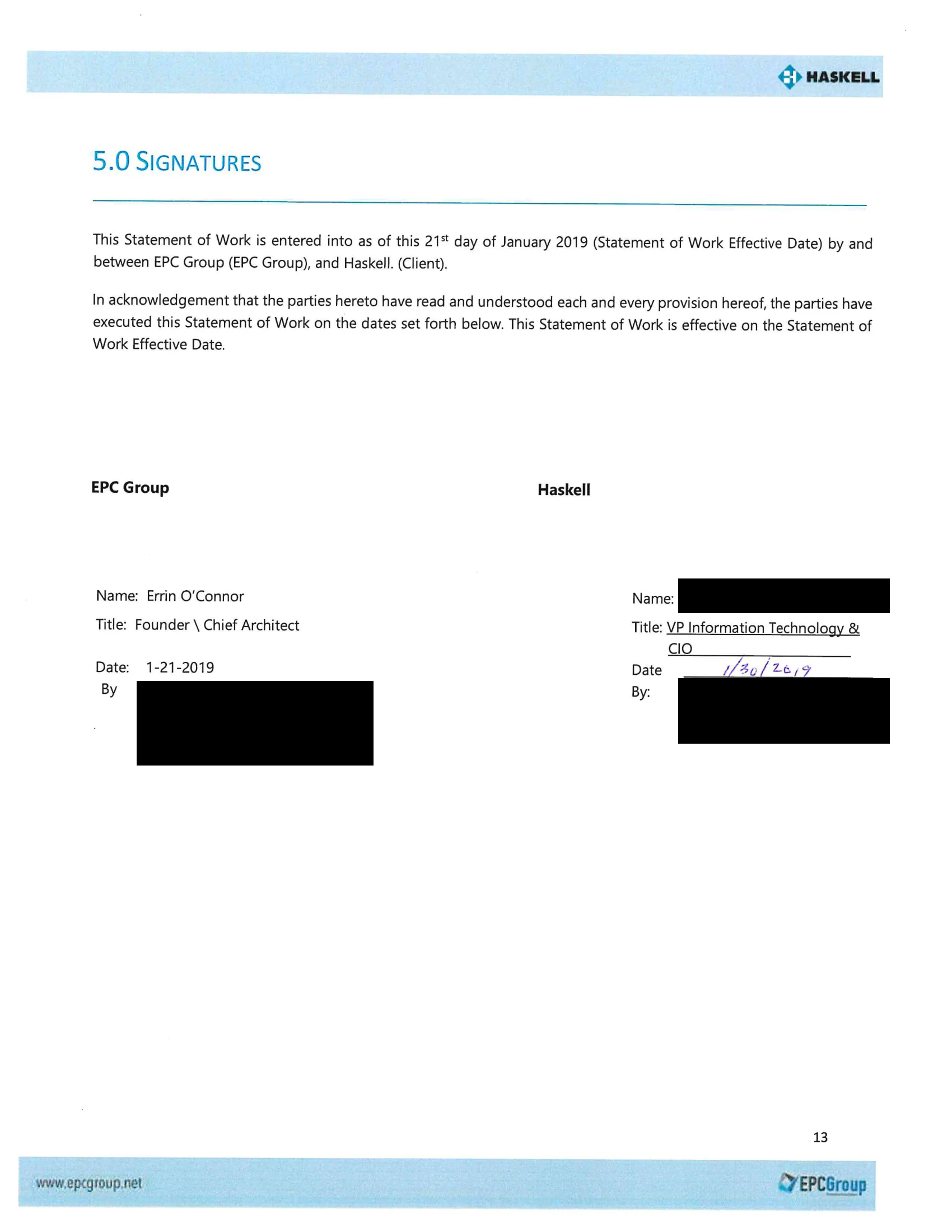 Redacted statement of work, Haskell, page 13 of 13