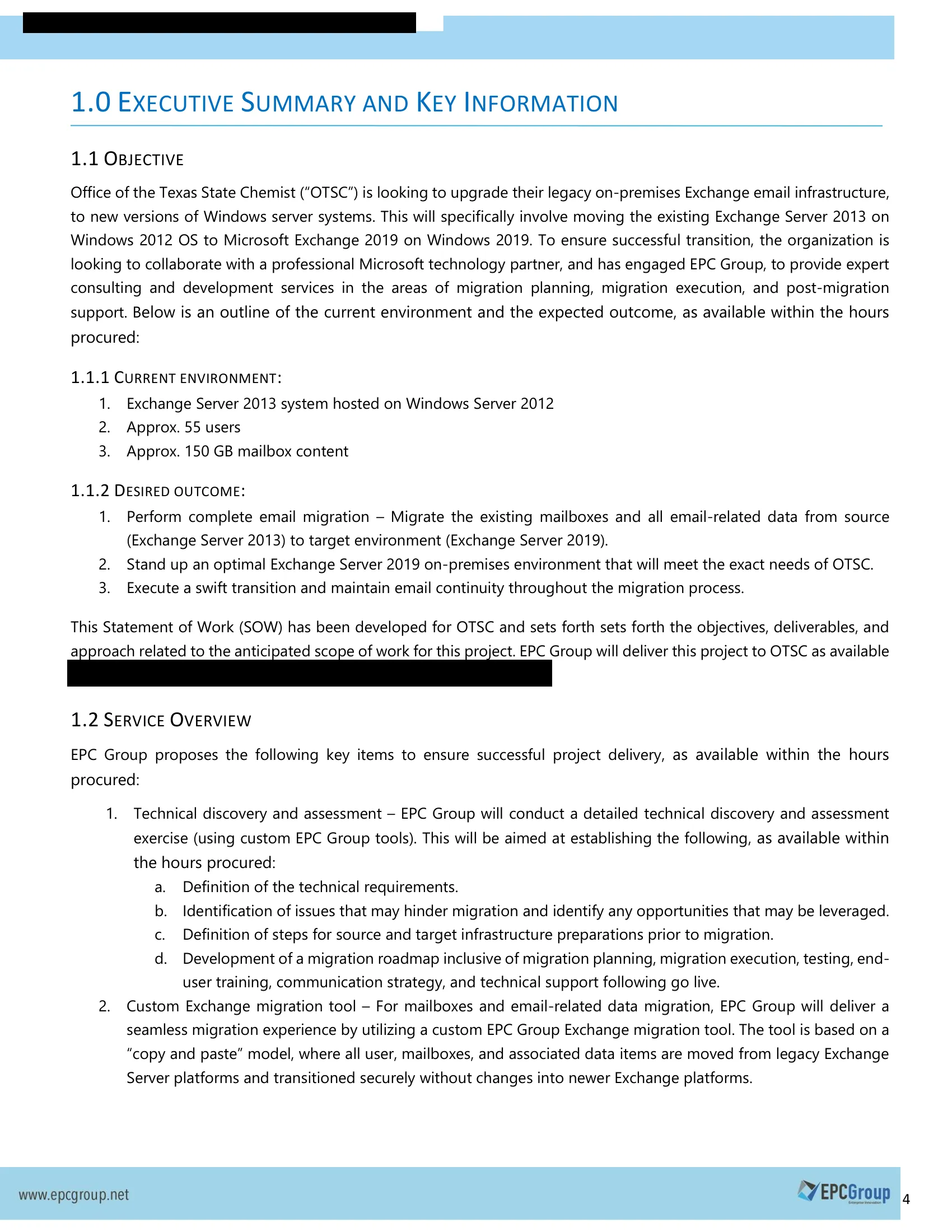 Redacted countersigned statement of work, EPC Group for the Office of the Texas State Chemist, page 5 of 13